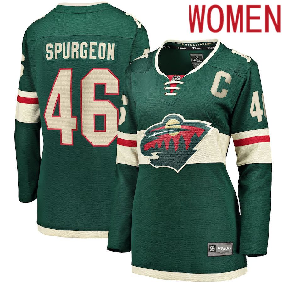 Women Minnesota Wild 46 Jared Spurgeon Green Home Breakaway Player NHL Jersey